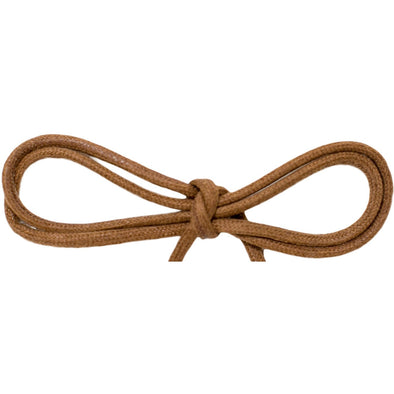 Waxed Cotton Thin Round 1/8" Dress Laces - Light Brown (2 Pair Pack) Shoelaces from Shoelaces Express