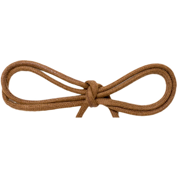 Waxed Cotton Thin Round 1/8" Dress Laces - Light Brown (2 Pair Pack) Shoelaces from Shoelaces Express