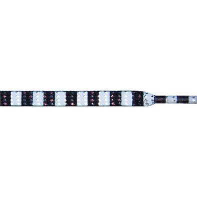 Glitter 1/4" Flat Laces - Black/White Stripe (1 Pair Pack) Shoelaces from Shoelaces Express