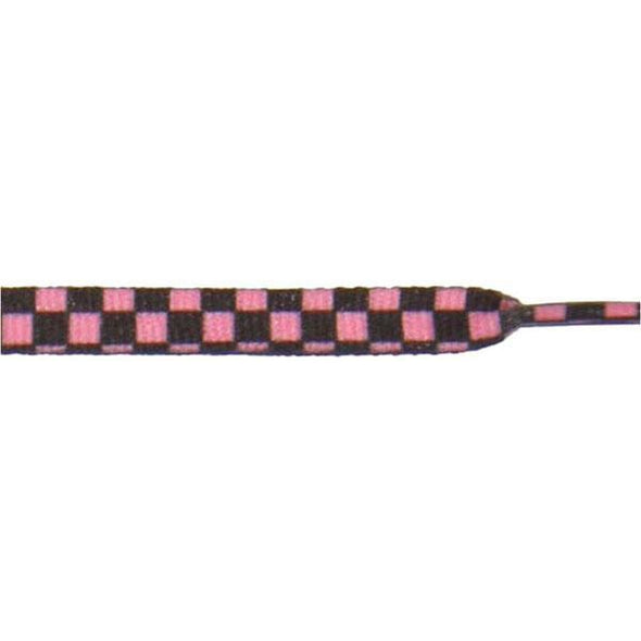 Printed Flat 3/8" - Black/Pink Checker Large (12 Pair Pack) Shoelaces from Shoelaces Express