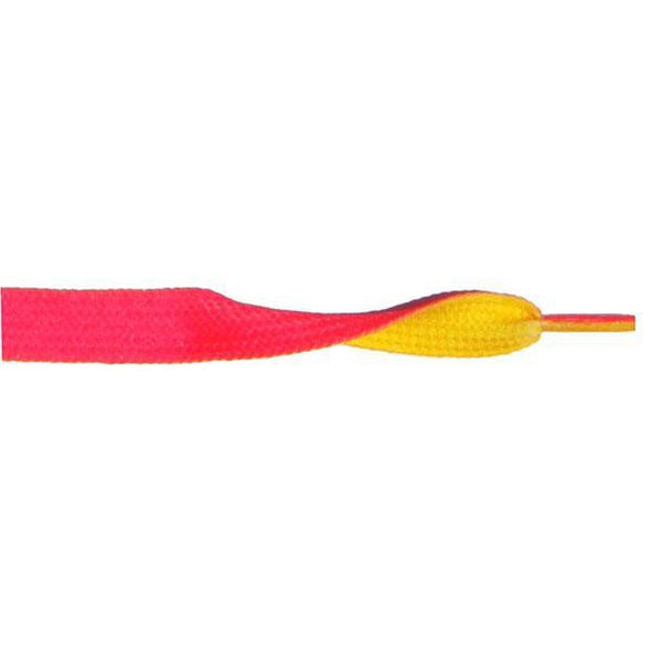 Wholesale Printed Flat 3/8" - Hot Pink/Yellow (12 Pair Pack) Shoelaces from Shoelaces Express