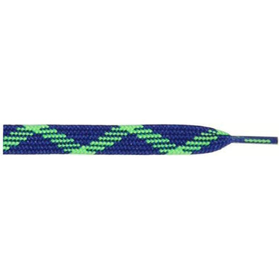 Wholesale Thick Dual Tone Flat 9/16" - Royal Blue/Neon Green (12 Pair Pack) Shoelaces from Shoelaces Express