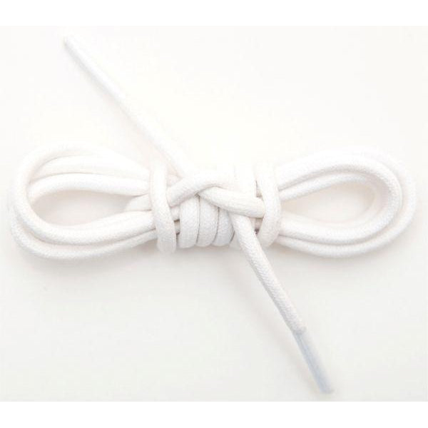 Waxed Cotton Round Laces Custom Length with Tip White (1 Pair Pack)