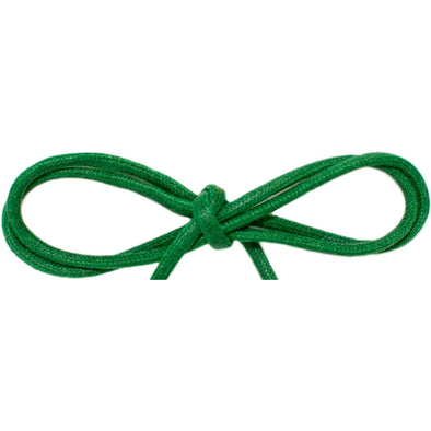 Waxed Cotton Thin Round 1/8" Dress Laces - Kelly Green (2 Pair Pack) Shoelaces from Shoelaces Express