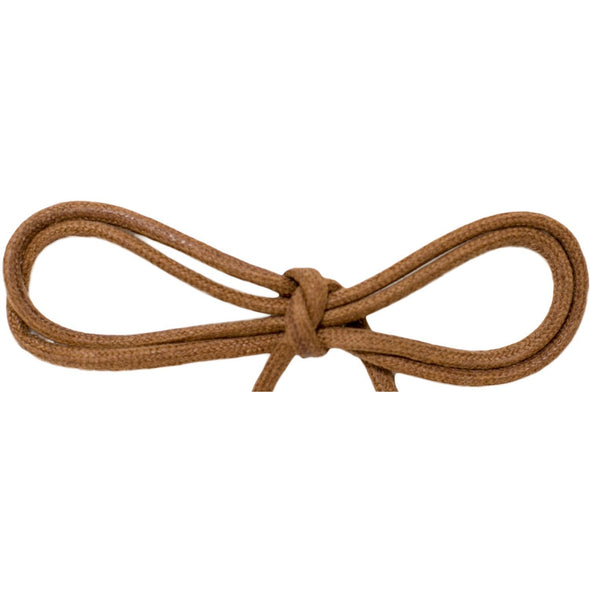 Waxed Cotton Thin Round Dress Laces Custom Length with Tip - Light Brown (1 Pair Pack) Shoelaces from Shoelaces Express