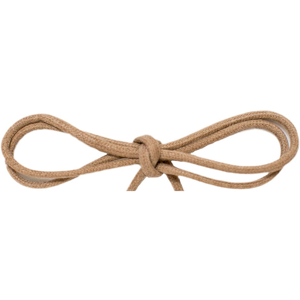 Waxed Cotton Thin Round 1/8" Dress Laces - Tan (2 Pair Pack) Shoelaces from Shoelaces Express