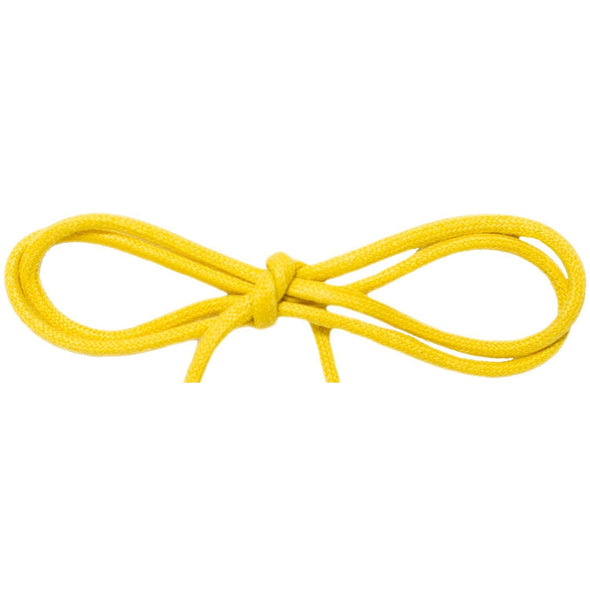 Wholesale Waxed Cotton Thin Round Dress Laces 1/8" - Yellow (12 Pair Pack) Shoelaces from Shoelaces Express