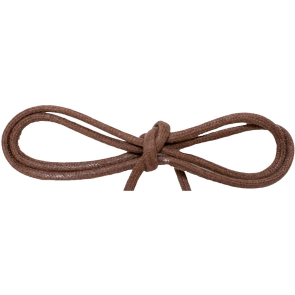 Waxed Cotton Thin Round Dress Laces Custom Length with Tip - Brown (1 Pair Pack) Shoelaces from Shoelaces Express