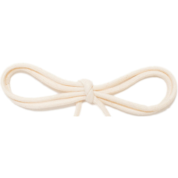 Waxed Cotton Thin Round Dress Laces Custom Length with Tip - Natural White (1 Pair Pack) Shoelaces from Shoelaces Express