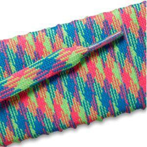 Flat Athletic Laces - Neon Rainbow (2 Pair Pack) Shoelaces from Shoelaces Express