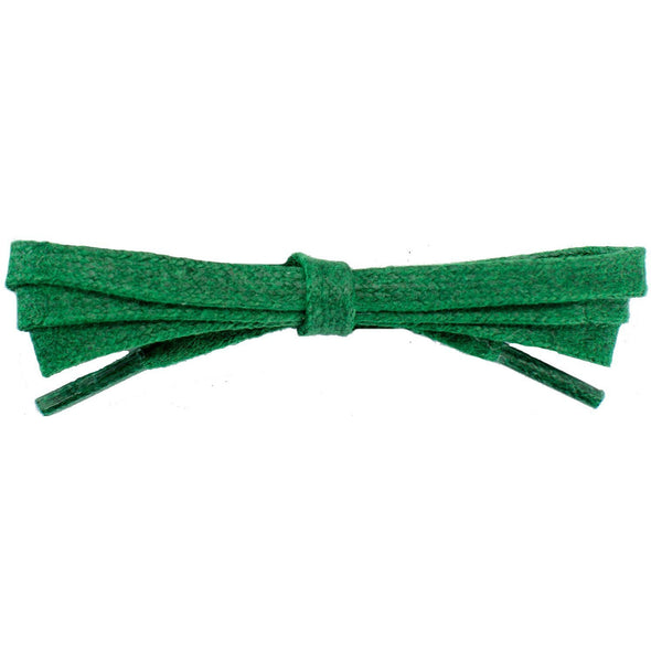 Wholesale Waxed Cotton Flat Dress Laces 1/4" - Kelly Green (12 Pair Pack) Shoelaces from Shoelaces Express
