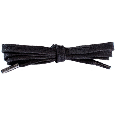Wholesale Waxed Cotton Flat Dress Laces 1/4" - Black (12 Pair Pack) Shoelaces from Shoelaces Express
