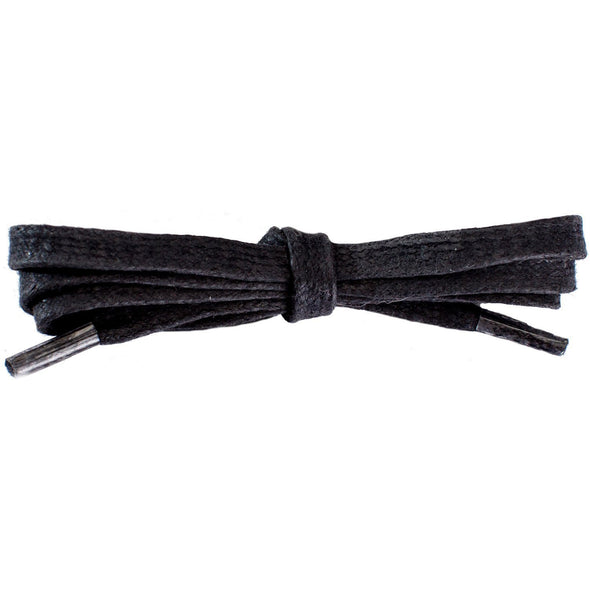 Wholesale Waxed Cotton Flat Dress Laces 1/4" - Black (12 Pair Pack) Shoelaces from Shoelaces Express