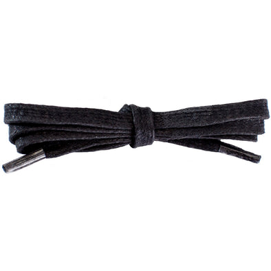 Waxed Cotton Flat Dress Laces - Black (2 Pair Pack) Shoelaces from Shoelaces Express