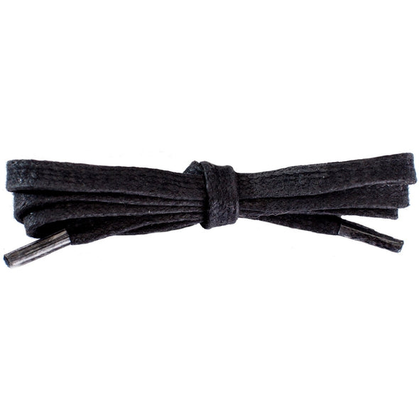 Waxed Cotton Flat Dress Laces 12 Pack - Black (12 Pair Pack) Shoelaces from Shoelaces Express