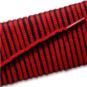 Oval Athletic Laces - Black/Red Stripe (2 Pair Pack) Shoelaces