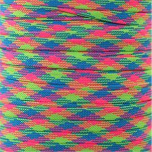 Flat Tubular Athletic Laces with Tip - Neon Rainbow Plaid (1 Pair Pack) Shoelaces from Shoelaces Express