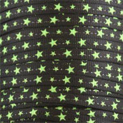 Glitter Flat Laces Custom Length with Tip - Neon Green Stars (1 Pair Pack) Shoelaces from Shoelaces Express