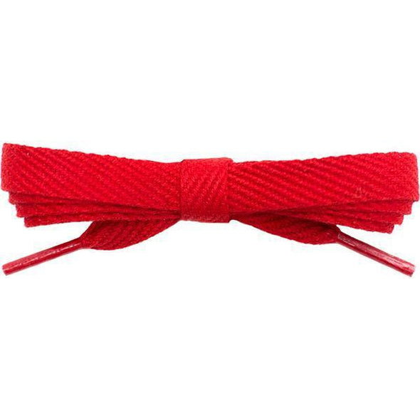 Cotton Flat 3/8" Laces Custom Length with Tip - Red (1 Pair Pack) Shoelaces Shoelaces from Shoelaces Express