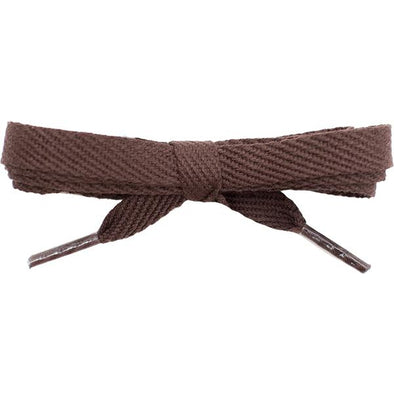 Cotton Flat 3/8" Laces Custom Length with Tip - Brown (1 Pair Pack) Shoelaces Shoelaces from Shoelaces Express