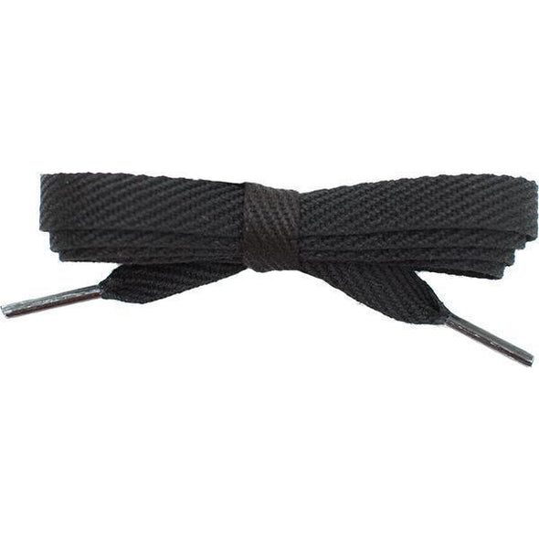 Wholesale Cotton Flat 3/8" - Black (12 Pair Pack) Shoelaces from Shoelaces Express