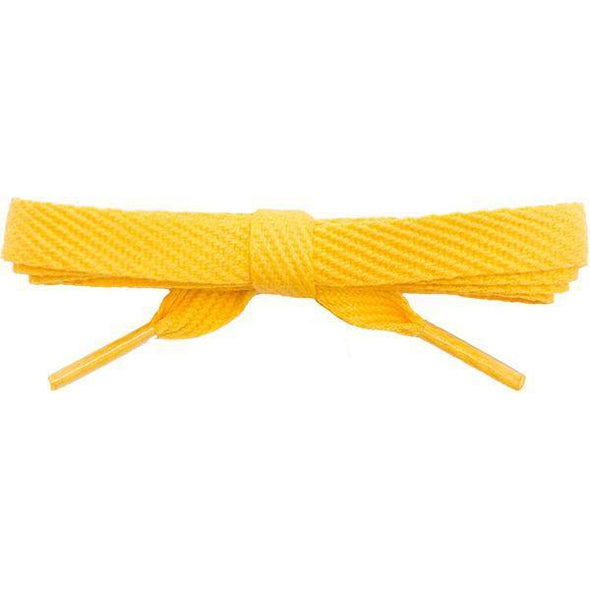 Cotton Flat 3/8" Laces Custom Length with Tip - Gold (1 Pair Pack) Shoelaces Shoelaces from Shoelaces Express