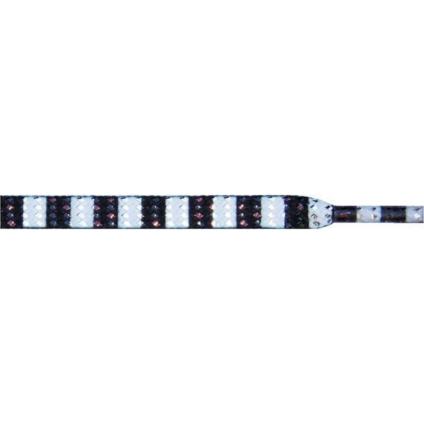 Glitter Flat 1/4" - Black/White Stripe (12 Pair Pack) Shoelaces from Shoelaces Express