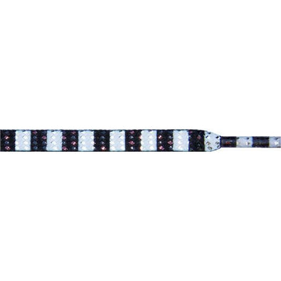 Glitter Flat 1/4" - Black/White Stripe (12 Pair Pack) Shoelaces from Shoelaces Express