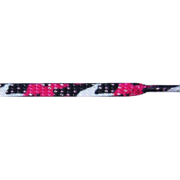 Glitter 1/4" Flat Laces - Hot Pink Camouflage (1 Pair Pack) Shoelaces from Shoelaces Express