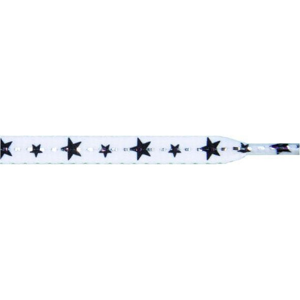 Stars Laces - Black Stars on White (1 Pair Pack) Shoelaces from Shoelaces Express