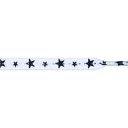 Wholesale Stars Flat 5/16" - Black Star on White (12 Pair Pack) Shoelaces from Shoelaces Express