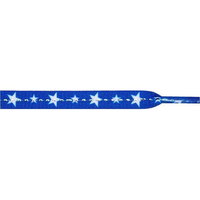 Wholesale Stars Flat 5/16" - White Star on Royal Blue (12 Pair Pack) Shoelaces from Shoelaces Express