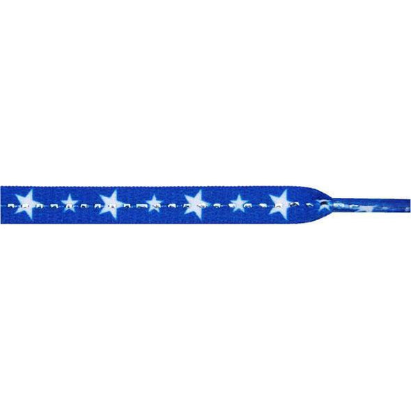 Stars Flat 5/16" - White Star on Royal Blue (12 Pair Pack) Shoelaces from Shoelaces Express