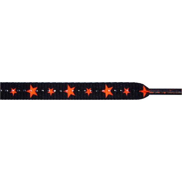 Stars Laces - Neon Orange Stars on Black (1 Pair Pack) Shoelaces from Shoelaces Express