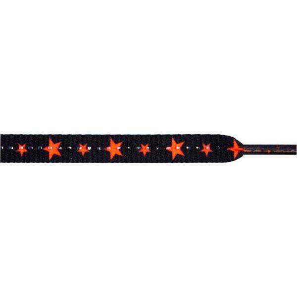 Stars Laces - Neon Orange Stars on Black (1 Pair Pack) Shoelaces | Unisex by Shoelaces Express