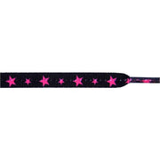 Stars Laces - Hot Pink on Black (1 Pair Pack) Shoelaces from Shoelaces Express