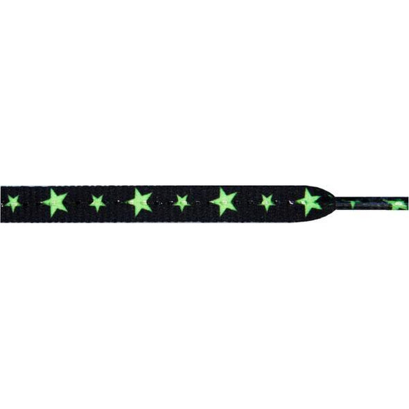 Stars Laces - Neon Green on Black (1 Pair Pack) Shoelaces from Shoelaces Express