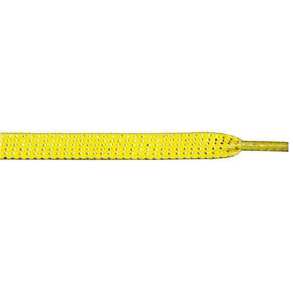 Wholesale Glitter Flat 3/8" - Neon Yellow (12 Pair Pack) Shoelaces from Shoelaces Express