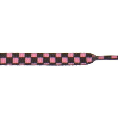 Wholesale Printed Flat 3/8" - Black/Pink Checker Large (12 Pair Pack) Shoelaces from Shoelaces Express