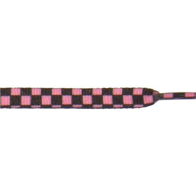 Printed Flat 3/8" - Black/Pink Checker Large (12 Pair Pack) Shoelaces from Shoelaces Express