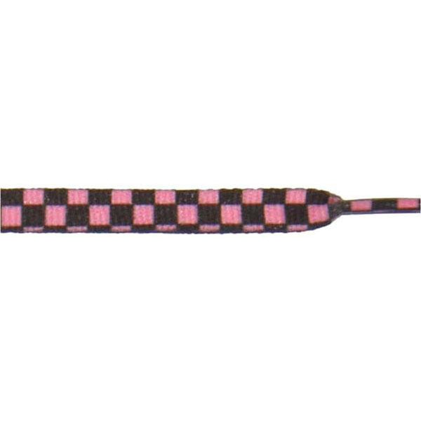 Printed 3/8" Flat Laces - Black/Pink Checked (1 Pair Pack) Shoelaces from Shoelaces Express