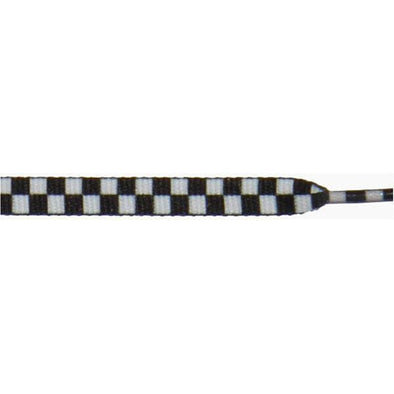 Printed Flat 3/8" - White/Black Checker Large (12 Pair Pack) Shoelaces from Shoelaces Express
