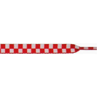 Printed 3/8" Flat Laces - White/Red Checked (1 Pair Pack) Shoelaces from Shoelaces Express