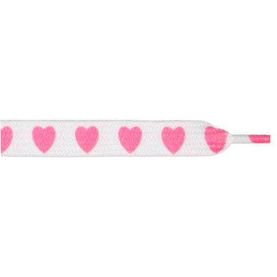 Wholesale Printed Flat 3/8" - Pink Heart (12 Pair Pack) Shoelaces from Shoelaces Express