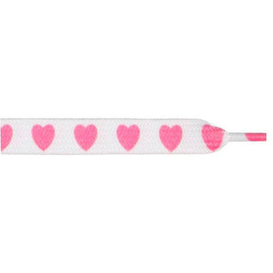 Printed 3/8" Flat Laces - Pink Heart (1 Pair Pack) Shoelaces from Shoelaces Express