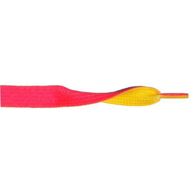 Wholesale Printed Flat 3/8" - Hot Pink/Yellow (12 Pair Pack) Shoelaces from Shoelaces Express