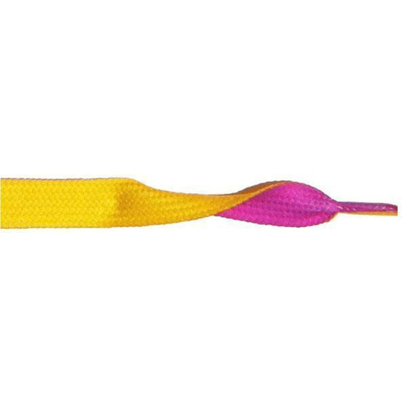 Wholesale Printed Flat 3/8" - Yellow/Purple (12 Pair Pack) Shoelaces from Shoelaces Express