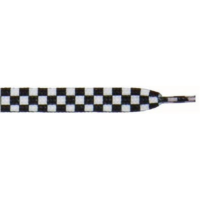 Printed Flat 9/16" - White/Black Checker Large (12 Pair Pack) Shoelaces from Shoelaces Express