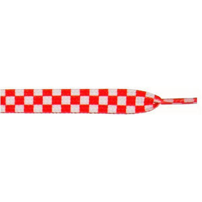 Wholesale Printed Flat 9/16" - White/Red Checker Large (12 Pair Pack) Shoelaces from Shoelaces Express