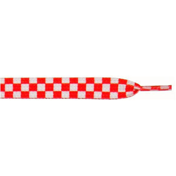 Printed Flat 9/16" - White/Red Checker Large (12 Pair Pack) Shoelaces from Shoelaces Express